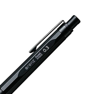 Pentel Orenz Nero Mechanical Pencil 0.3 rear barrel close-up - Shibuya Stationery