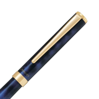 Pilot Cavalier Marbled Fountain Pen Black & Blue body and cap display – Shibuya Stationery