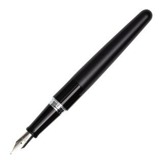 Pilot Cocoon Fountain Pen Medium Black full view, streamlined aluminum body – Shibuya Stationery