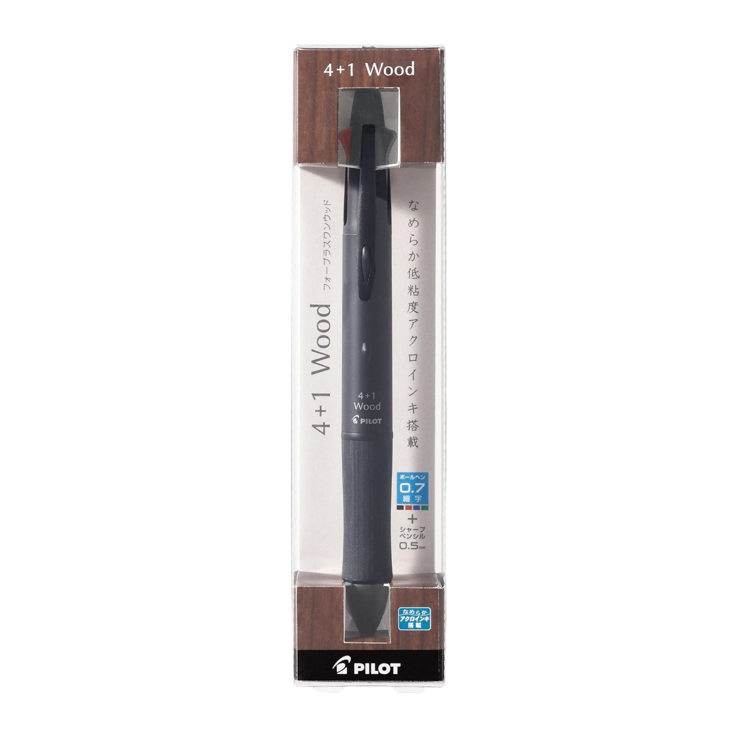 Pilot 4+1 Wood Multi Pen - Black | Shibuya Stationery Store