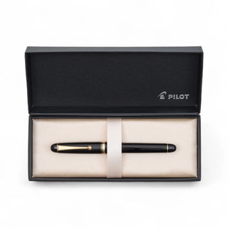 Pilot Custom 74 Fountain Pen Black Fine nib displayed in presentation gift box – Shibuya Stationery