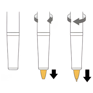 Pilot Timeline Eternal Ballpoint Pen illustration showing tip retraction mechanism – Shibuya Stationery