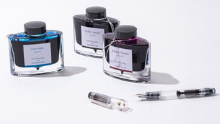 Pilot Custom Heritage 92 Fountain Pen - Fine - Clear, Pilot Iroshizuku Kon-Peki Ink - Deep Cerulean Blue, Pilot Iroshizuku Kon-Peki Ink -  Crimson Glory Vine, Pilot Iroshizuku Take-Sumi Ink - Bamboo Coal - Shibuya Stationery Store