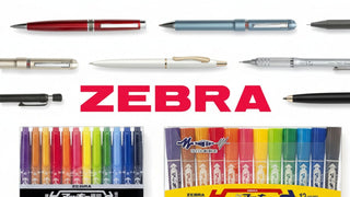 Collection of Zebra pens and markers with the brand name displayed.