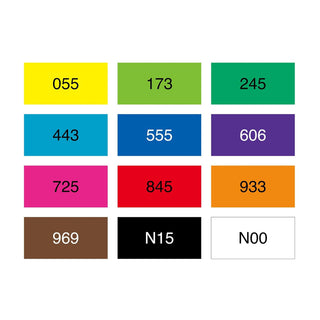 ABT Dual Brush Pen Basic 12 Colors chart showing vivid swatches – Shibuya Stationery