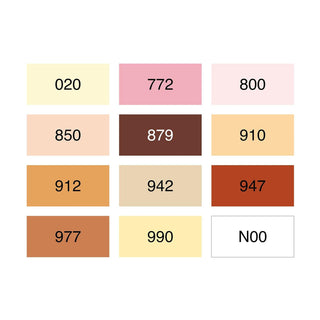 ABT Dual Brush Pen Portrait 12 Colors chart with color names and swatches – Shibuya Stationery