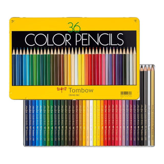 Tombow NQ Series Color Pencils - 36 Color Set with box cap open - Shibuya Stationery