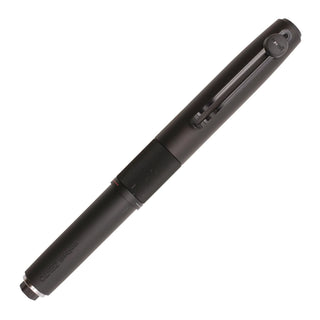 Uni-ball ZENTO Signature Model 3-color ballpoint pen 0.5mm in metallic black with cap on, shown in full view - Shibuya Stationery Store