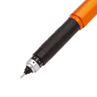 Uni Kuru Toga Dive Mechanical Pencil 0.5 Twilight Orange tip and grip close-up – Shibuya Stationery