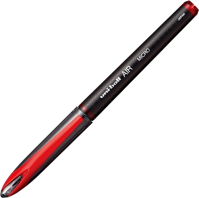 Mitsubishi Pencil Uniball Air Rollerball Red Ink Ballpoint Pen - Black Shaft - 0.5mm