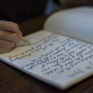 Wacho Kakishibu Persimmon Dyed Notebook solid style writing example - Shibuya Stationery