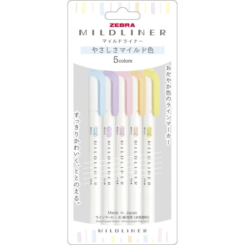 Zebra Mildliner Highlighter Set - Gentle - 5 Colors