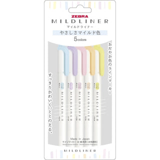 Zebra Mildliner Highlighter Set - Gentle - 5 Colors