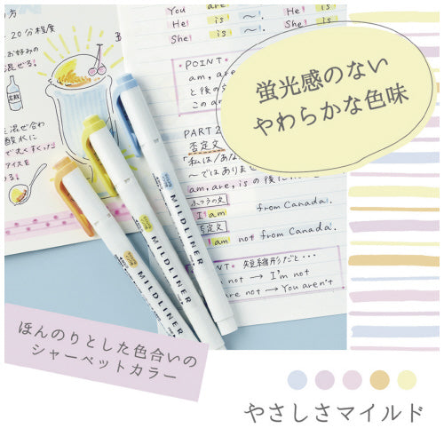 Zebra Mildliner Highlighter Set - Gentle - 5 Colors