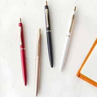 Zebra Filare ef Emulsion Ballpoint Pen 0.5 color lineup on desk – Shibuya Stationery