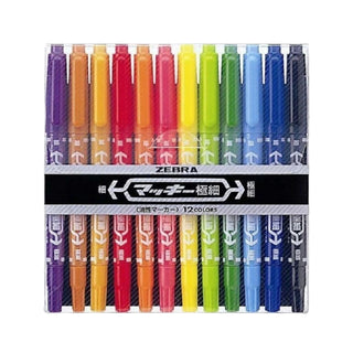 Zebra Mackee Extra-Fine Permanent Markers 12-Color Set C – Shibuya Stationery