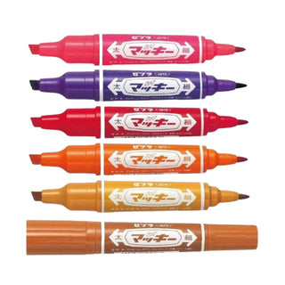 Mackee Hi-Mackee 12-Color Set C 6 broad and fine tips shown – Shibuya Stationery