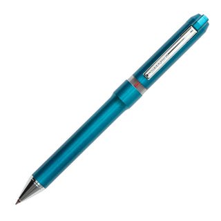 Zebra brand Sharbo Nu Multi Pen in Cerulean Blue  color with 0.5mm tip diagonally displayed on a white background - Shibuya Stationery Store