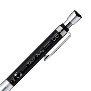 Zebra Tect 2-Way Mechanical Pencil 0.5 Black Barrel close-up - Shibuya Stationery